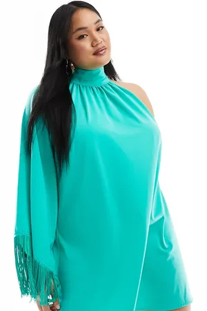Pretty Lavish One shoulder fringe mini dress in