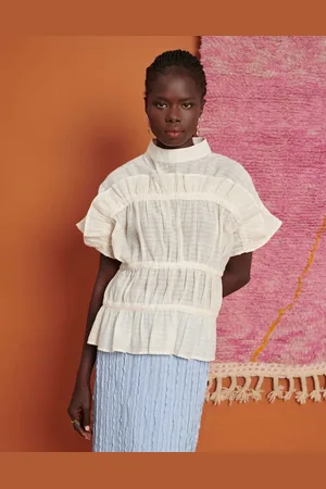 Ghospell Ruched top in ivory