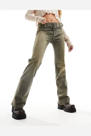 Stradivarius STR straight vintage wash jean with belt
