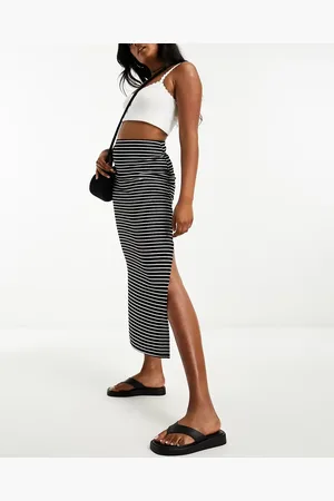New Look Jersey midaxi skirt in stripe
