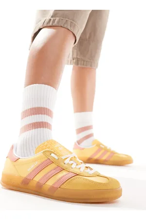 adidas Gum sole Gazelle Indoor trainers in yellow and pink