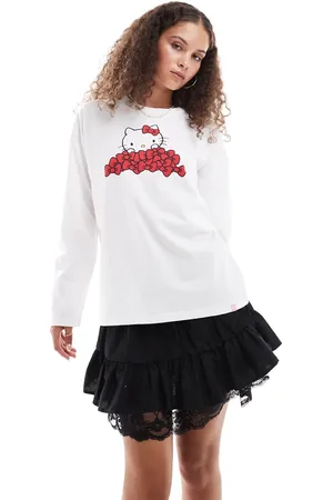 Daisy Street Oversized long sleeve t-shirt with Hello Kitty bow graphic
