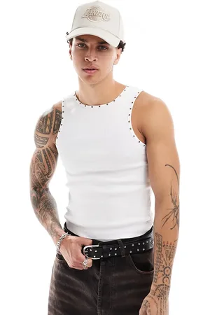 COLLUSION Notch neck hot fix stud detail vest in