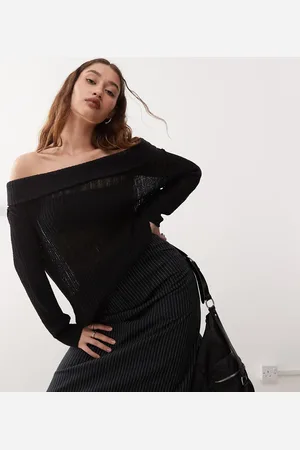 Weekday Lori off shoulder lightweight knit jumper in exclusive to ASOS