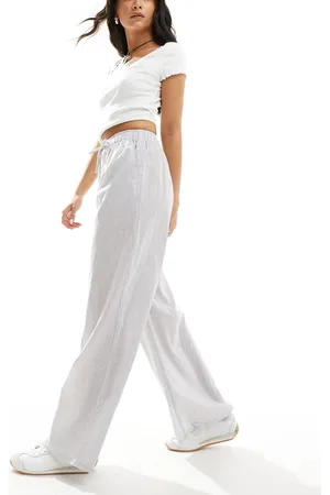 Daisy Street Mid rise wide leg trouser in cotton stripe