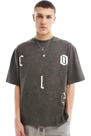 COLLUSION Skater fit t-shirt with embroidered logo in washed charcoal