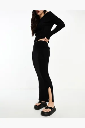 Kaiia Knitted maxi side split skirt co-ord in