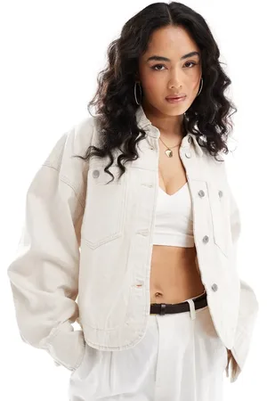 & OTHER STORIES Linen blend denim jacket with utility pockets in ecru