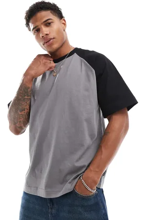 JACK & JONES Super oversized raglan t-shirt in dark grey &