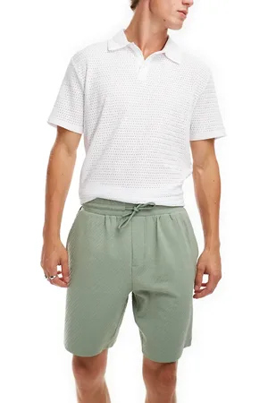Threadbare Shorts with elasticated waist in sage textured stripe