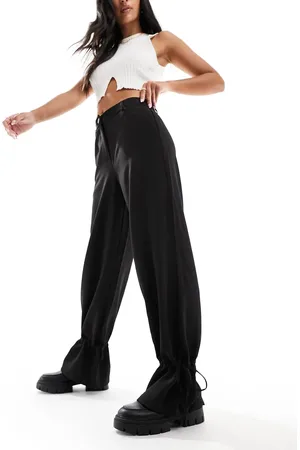 Pieces® Tie detail wide leg trousers in