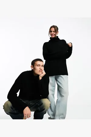 COLLUSION Unisex knitted ribbed oversized rollneck jumper in