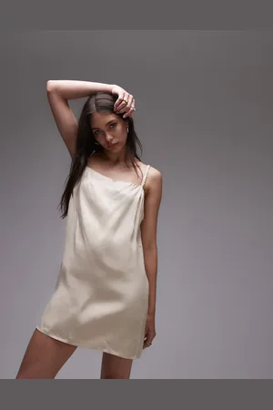 Topshop Mini slip dress with plaited strap in ivory