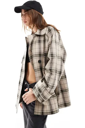In wear InWear Minona short trench coat in beige check