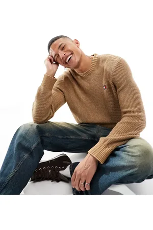 Tommy Hilfiger Relaxed tonal XS badge logo jumper in sand