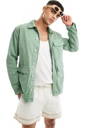 Only & Sons Denim utility jacket in sage
