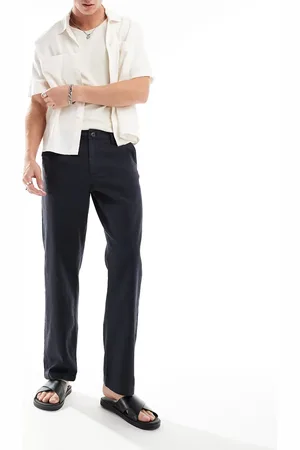 ASOS Relaxed linen chino trousers in
