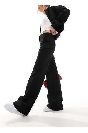 MANGO Zip detail wide leg trousers in