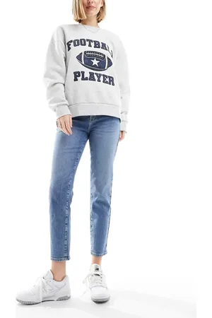ONLY Emily high waist straight leg ankle jean in mid wash