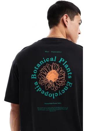 SELECTED Oversized t-shirt with botanical circle backprint in