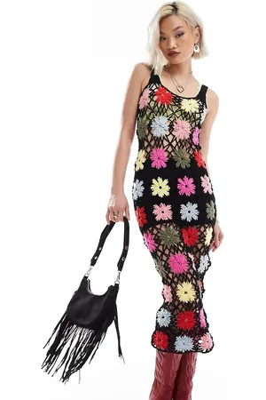Reclaimed Limited edition crochet floral knitted dress