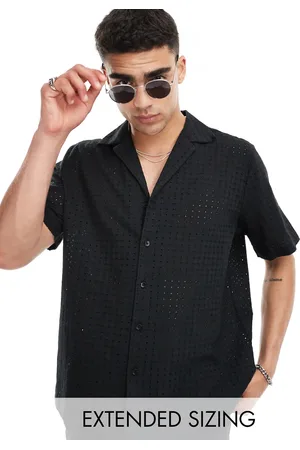 ASOS Co-ord relaxed revere collar broderie shirt in