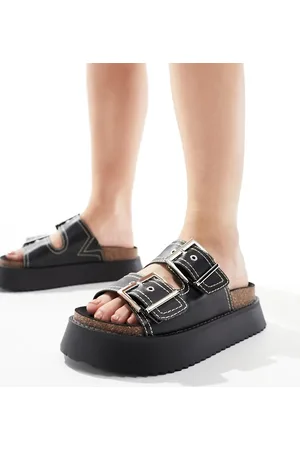 ASOS Wide Fit Firecracker double strap footbed flat sandals in