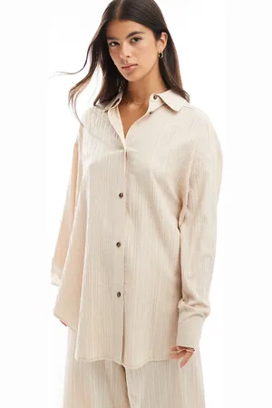 ASOS Oversized textured shirt co-ord in stone