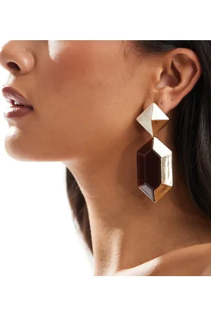 ASOS Limited Edition drop earrings with resin angular detail in vintage style tone