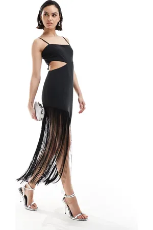 Pretty Lavish Cut out tassel maxi dress in