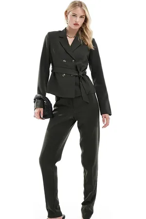VERO MODA Tailored straight leg trouser co-ord in khaki