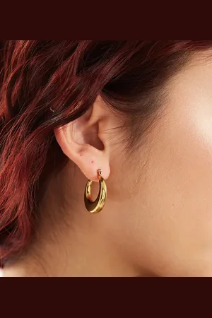 LOST SOULS Stainless steel dome hoop earrings in 18k plated