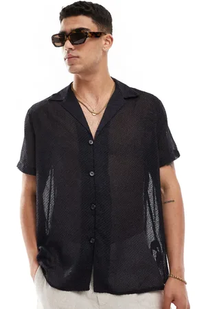 ASOS Relaxed fit short sleeve revere collar sheer shirt in