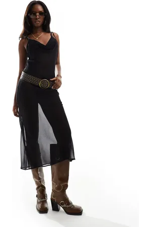 In The Style Sheer cami cowl neck midaxi dress in