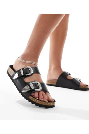 ASOS Famous double strap western sandals in