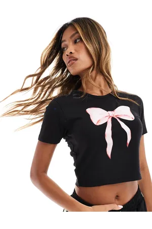 Kaiia Bow motif baby tee in