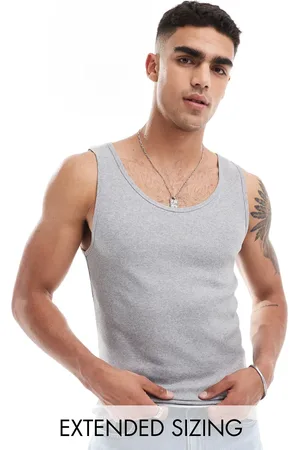 ASOS Muscle fit rib vest in grey marl