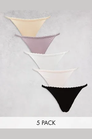 Dorina 5 pack lace trim cotton tanga thong in multi