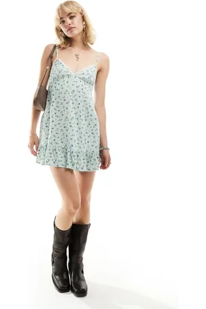Motel Exclusive tavi ditsy print off-shoulder mini dress in