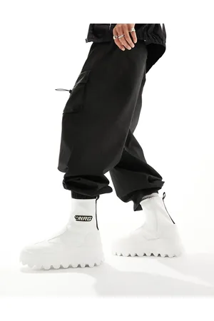 ASOS Chunky zip up sock boots in white with motocross detailing