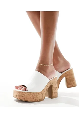 South Beach Cork heeled mules in