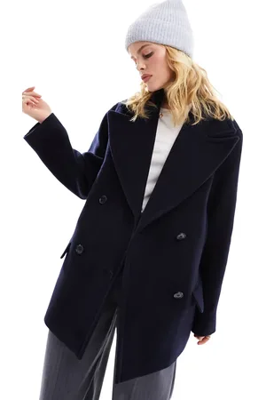 & OTHER STORIES Wool blend relaxed short coat in dark blue