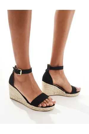 Truffle Collection Jute wedge heeled espadrilles in