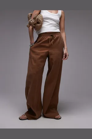 Topshop Pull on wide leg trouser in rust