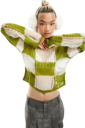 The Ragged Priest Checkerboard open knit jumper in