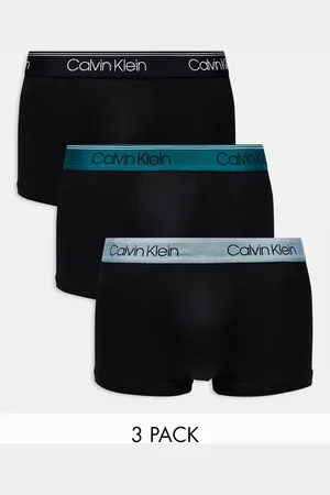 Calvin Klein Micro stretch low rise trunks 3 pack in with coloured waistband