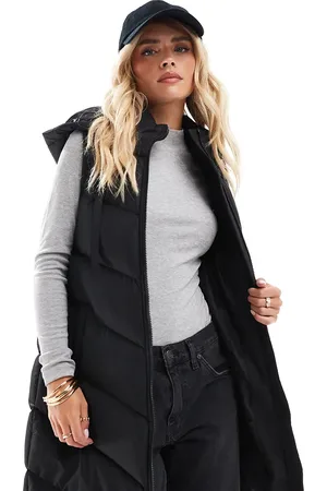 Threadbare Petite longline padded gilet with hood in