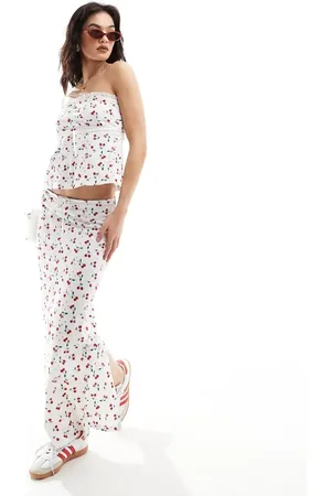 ASOS Broderie column skirt with tie in cherry print