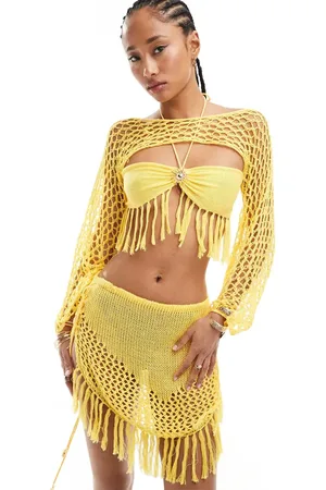 Easy Tiger Crochet tassled bra and shrug in co-ord