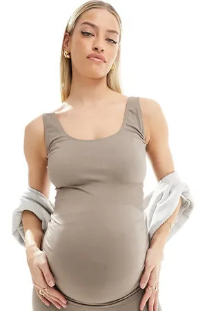 Mama;licious Mamalicious Maternity seamless vest top co-ord in taupe